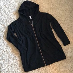 Black Zip Maternity Hoodie